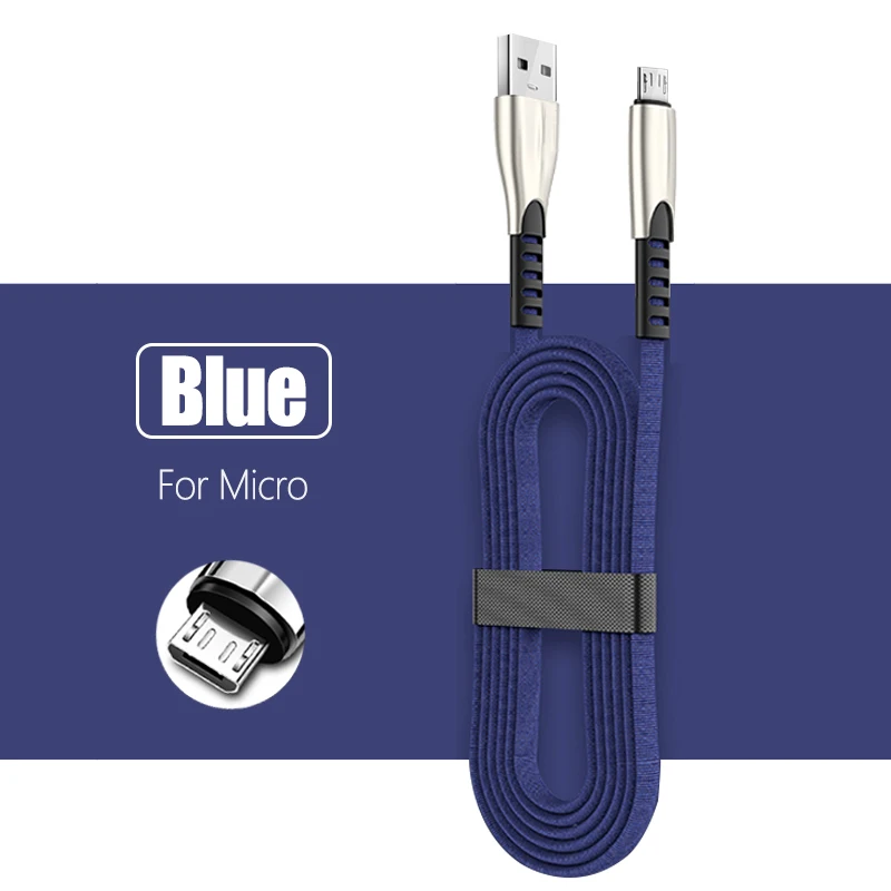 Быстрая зарядка 3A Micro USB кабель для iPhone huawei samsung мобильный телефон type-C 1 м зарядный Шнур кабель для телефона Android быстрое зарядное устройство - Цвет: Micro Blue