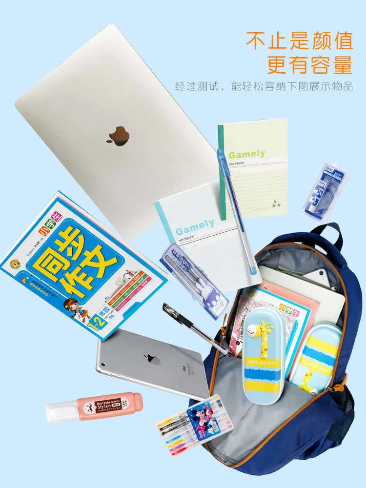 

School Bag Young STUDENT'S Boy 1-3-4 a 5-6 Grade Nursing Spine Burden Relieving Children Large-Volume Backpack Ultra-Light