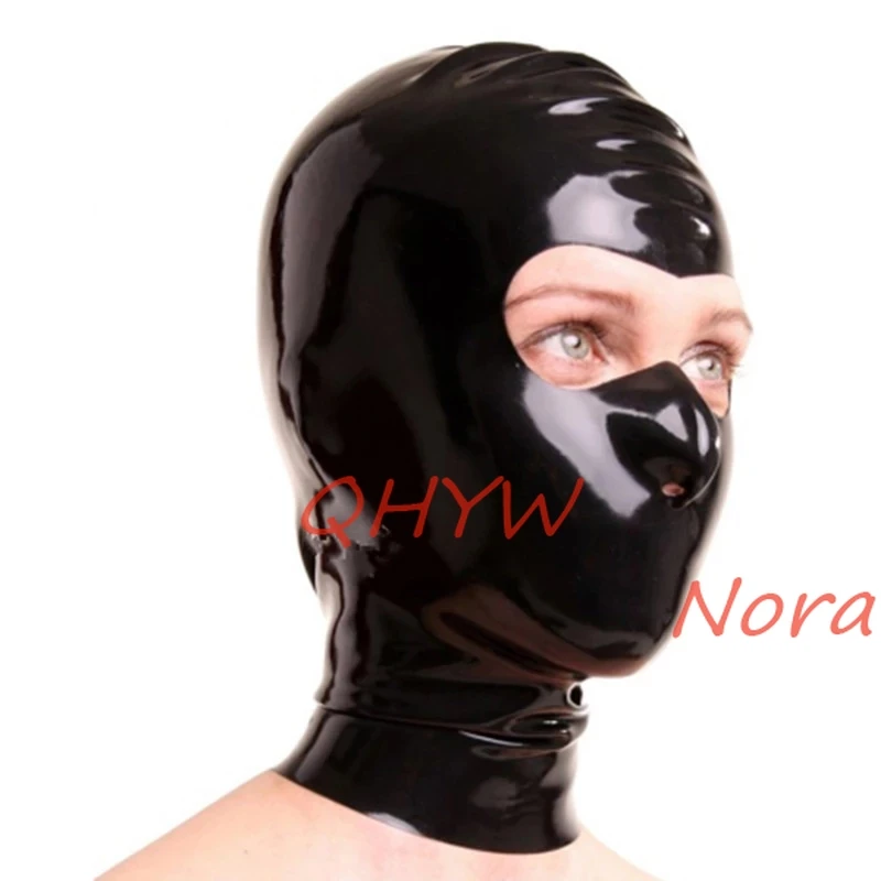 

Sexy Design Black Women Full Face Handmade Latex Hood Open Eye and Nose Holes Fetish Customize Size Anime Cosplay