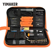 YIMAKER Электрический паяльник с европейской вилкой, 220 В, 60 Вт, комплект+ 5 шт. наконечников, Регулируемый температурный припой, портативный сварочный инструмент для ремонта