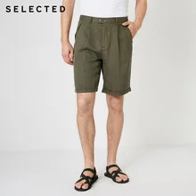 Выбранные Для Мужчин's летние свободные льняные Приталенные шорты длиной до колен с | 4192SH515
