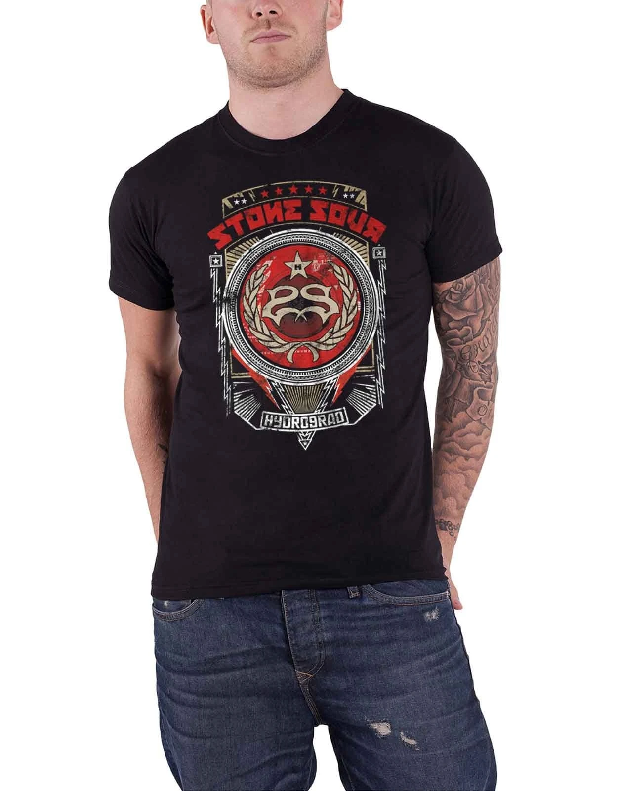 Stone Sour T Shirt Hydrograd Band Logo Mens Black(2) | Мужская одежда