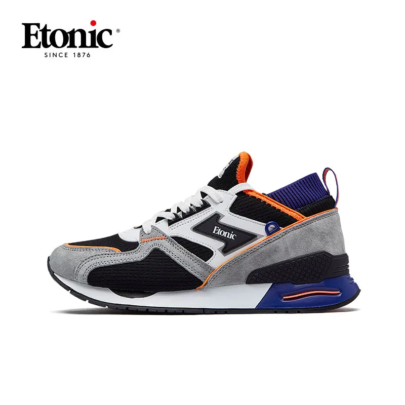 

ETONIC New Flyknit Trainers Running Shoes Men Sneakers Mid-cut Breathable Sports Shoes Damping Comfortable Walking Travel Shoes