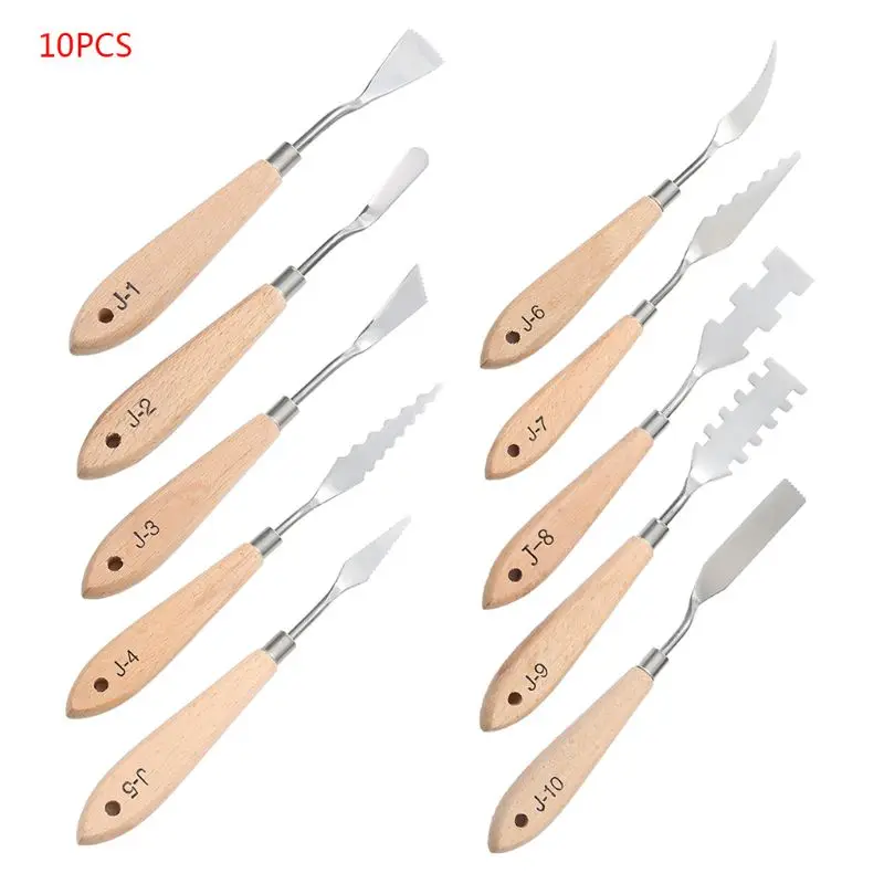 

10pcs Stainless Steel Palette Scraper Paint Knives Blade for Artist Oil Acrylic Painting