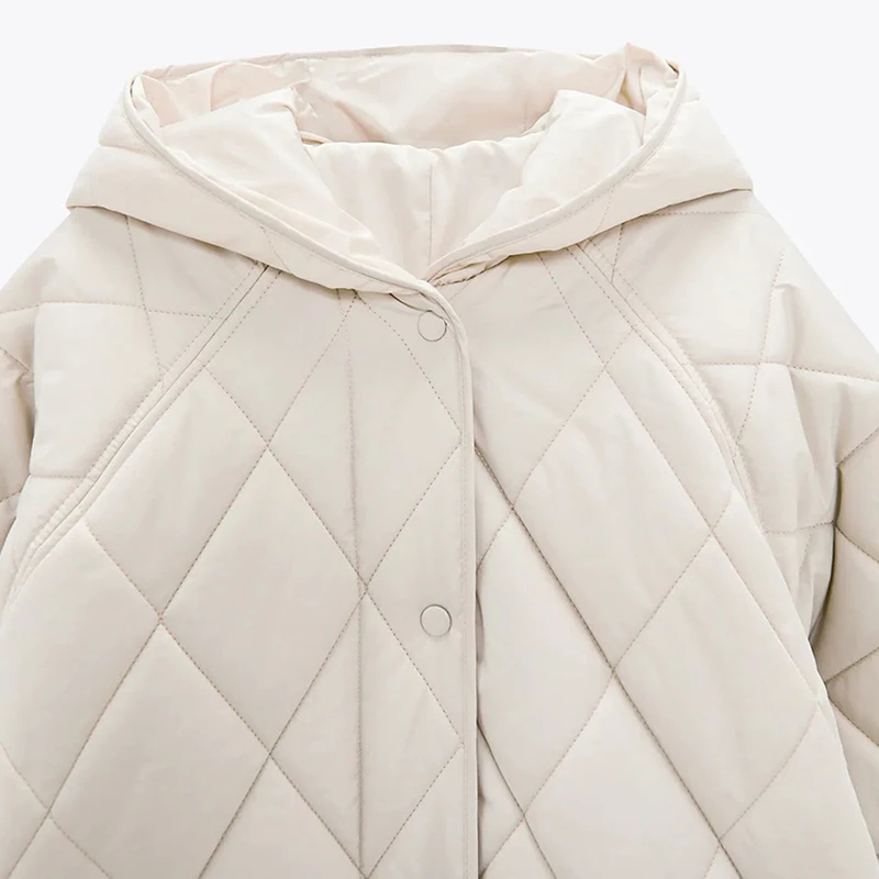 Za Women's Oversize Parkas Coats Hoodies Cotton coat Jackets Solid Outwear Female Overcoats Loose Vintage Plaid Outerwear trf