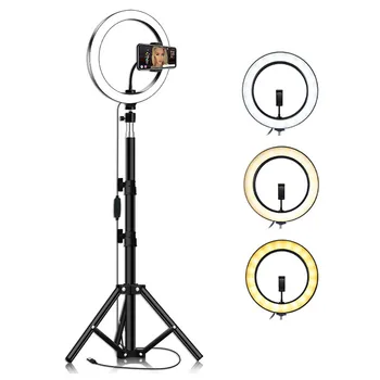 

LED Selfie Ring Light Tripod for Phone Camera 3200K-5600K Photography Dimmable Fill Lamp Live Broadcast Props