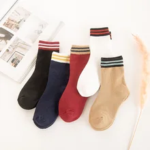 Женские плотные теплые носки в полоску, зимние носки в полоску, толстые носки-тапочки для девочек, пушистые носки, зимние белые носки по щиколотку, 5 пар/лот