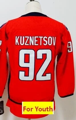 Все Прошитые Молодежные Детские трикотажные изделия TJ Oshie ALEKSANDER Ovechkin Tom Braden Holtby Nicklas Backstrom Evgeny Kuznetsov - Цвет: Слоновая кость
