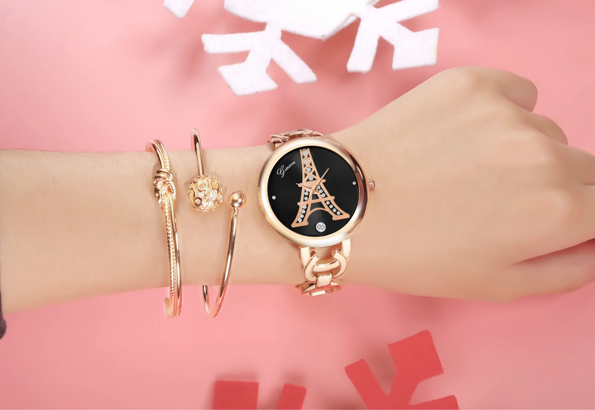 

New Fashion Quartz Watch for women's Set Boutique Trends Geneva Style Watch Jewelry Set Christmas Gifts Birthday Gifts