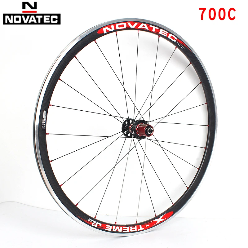 Novatec Road Bike Wheelset 700C Bearing Wheels Carbon coated 7-11 Speed V Brake Clincher Front Rear 20/24H bicycle Wheelsets