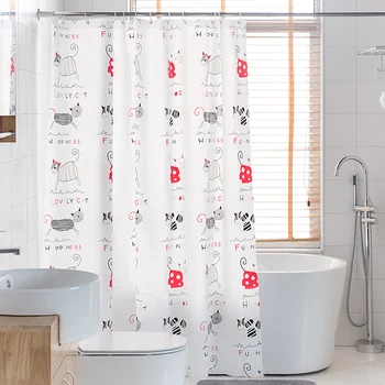 

Bath Curtain Set Thickened PEVA Waterproof and Mildew-proof Bath Curtain Sanitary Interval Curtain Feeding Ring Accessories