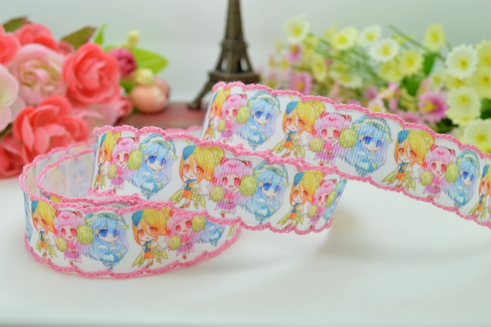 7/" 22 мм precure zerochan Pretty Cure вязаная кромка с принтом корсажная лента бант для волос ручная работа 50YD