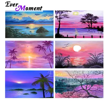

Ever Moment Diamond Painting Colorful Coconut Tree Picture Full Square Diamond Embroidery Handmake Home Wall Docraction S2F2591