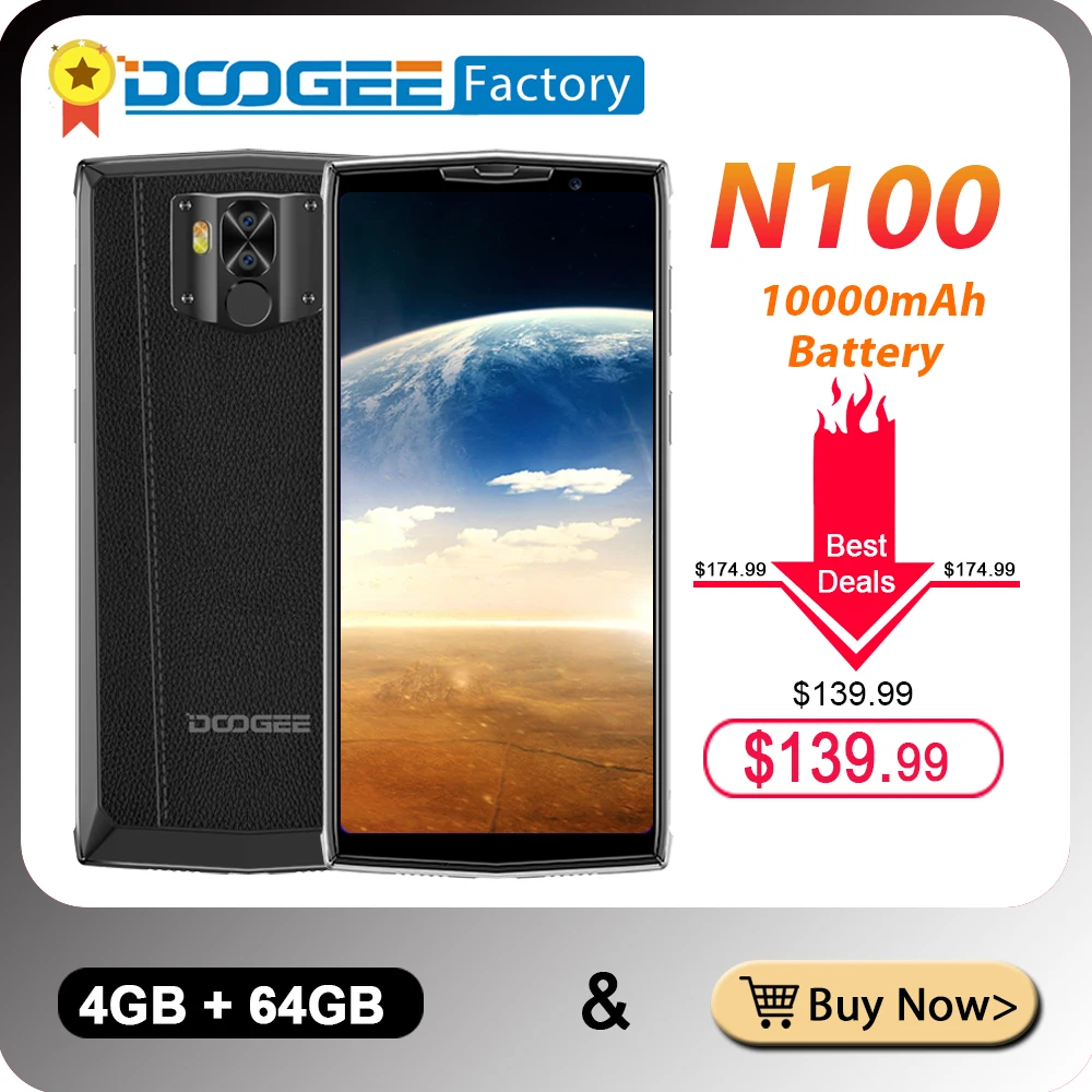 10000 мАч батарея Doogee N100 мобильный телефон 5 9 дюймов FHD + Дисплей 21 Мп 8 камера 4 Гб 64