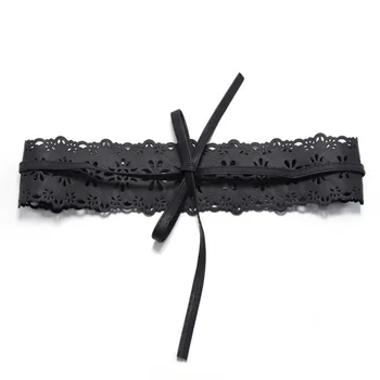 

Vintage Female Hollow Flower Belt Pu Leather Knotted Waistband Luxury Women Wide Strap Belts For Dress cinturones para mujer
