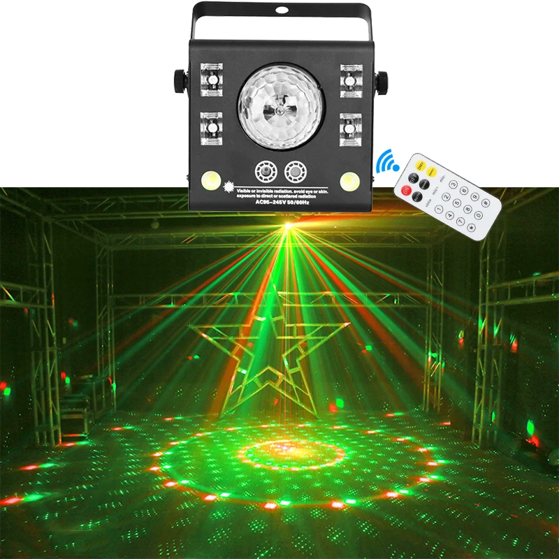 4 In 1 Remote R/G Laser Viola Led Magic Crystal Ball Strobe Dj Led Light Fog Machine Illuminazione Scenica Wedding Night Ktv Club