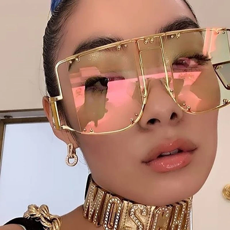 

ROSANNA Oversized Sunglasses Women 2019 Sunglasses Men Vintage Sunglasses Luxury Retro Square Mens Sunglass Rivet Sun Glasses