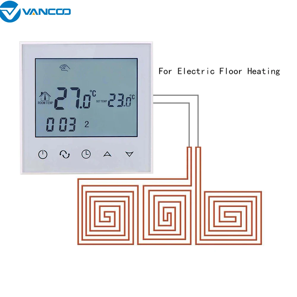 Vancoo сенсорный ЖК-дисплей комнатный термостат для электрического подогрева пола регулятор температуры Еженедельный программируемый