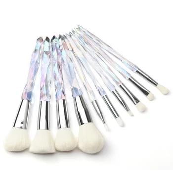 

10PCS Diamond Type Makeup Brush Set Foundation Eye Shadow Brush Blending Blush Concealer Brush Bristle Cosmetic Tool Crystal