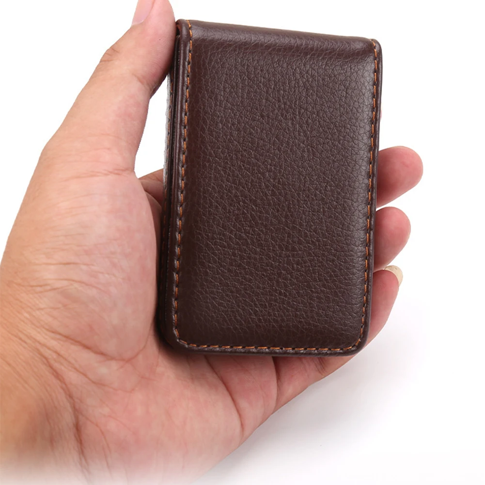 Чехол-держатель для карт в деловом стиле, Одноцветный, износостойкий, пуш-ап, с карманом из искусственной кожи, модный подарок, Универсальный бумажник с магнитным замком