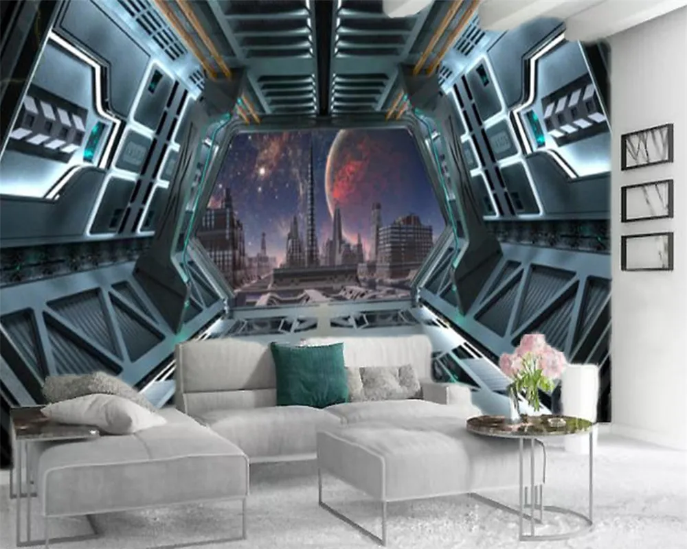 Пользовательские Любой размер 3d обои Tech Space Tunnel настроить ваши любимые Премиум