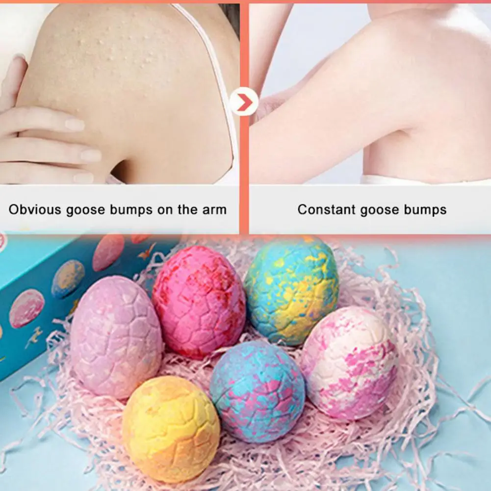 6Pcs/Set Bath Salts Bath Bomb Dinosaur Egg Shape Aromatic Gently Clean Plant Extract Bubble Soap Home Children Ball for Kid