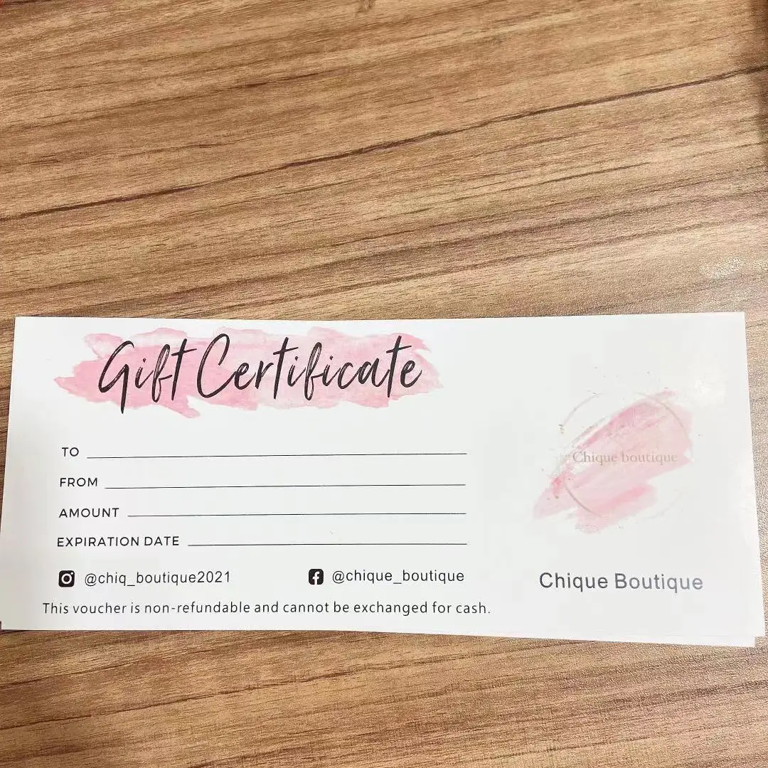 Custom Modern Gift Card ADD YOUR LOGO Rose Gold Gift Certificate Pink Gold Gift Certificate Gift Voucher For Customers