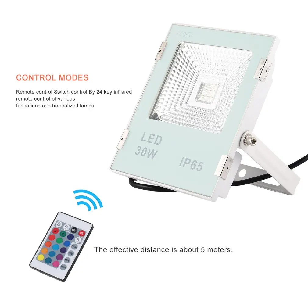 ICOCO Outdoor RGB LED Floodlight Remote Control 16 Colors 4 Modes Switchable Waterproof for Roads Garden Bridges Billboard