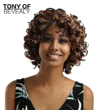 Короткие кудрявые Тип Futura термостойкие волосы коричневый изюминка для черных женщин АФРО Синтетические Кружева Передние Вечерние парики