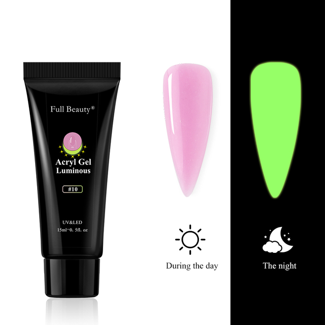 Glowing In Dark Poly UV Extension Gel Luminous Acrygel For Nail Neon Design Reflective Varnishes For Manicure Decor FB1832