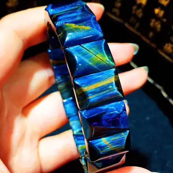 

Certificate Natural Blue Namibia Pietersite Rectangle Beads Bracelet 14.5x10x6.7mm Women Men Stretch Crystal AAAAA