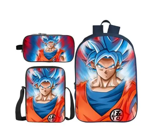 as picture Горячая 3D печать Dragon Ball супер 3 шт./компл. Детский рюкзак через плечо детские школьные сумки Bookbag для мальчиков и девочек - Цвет: as picture