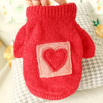 

Pet Dog Cat New Style Comfortable Candy Sweater Teddy Bear Puppy Clothes Red sweater jumper sweater