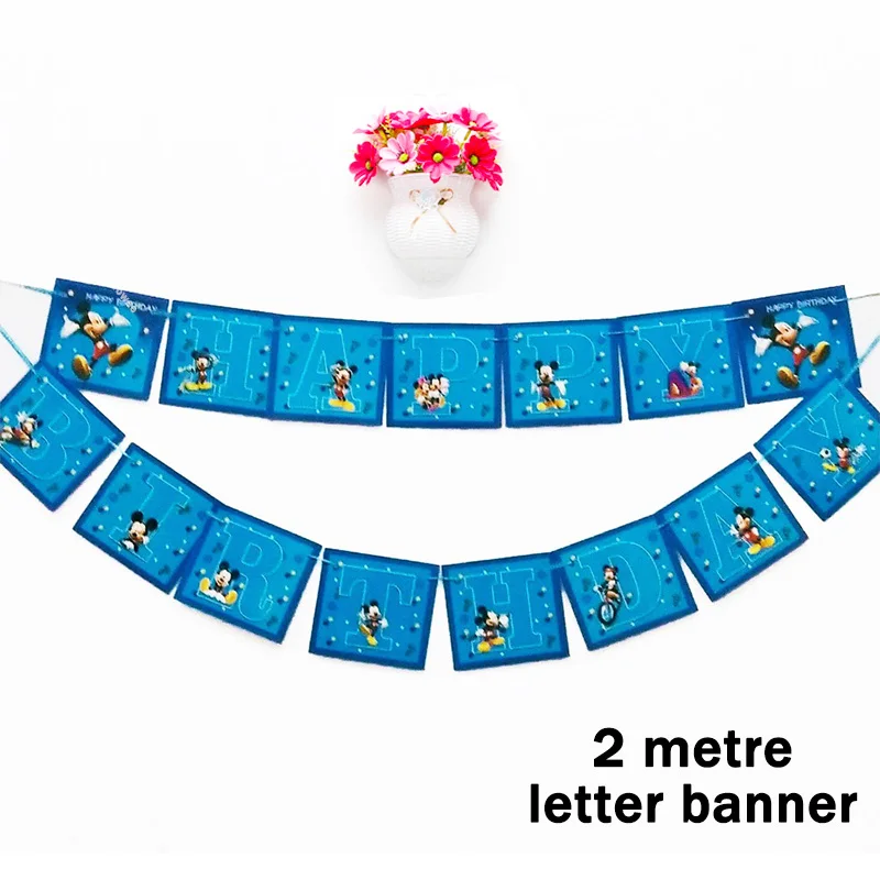 40*30 см/набор, Детские принадлежности для вечеринки на день рождения, бумажные Pinata с рисунком Микки Мауса, одноразовые вечерние украшения для детского душа - Цвет: 2M Letter Banner