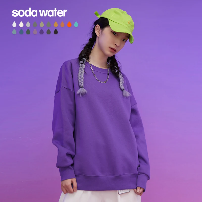 SODAWATER Зимняя Толстая теплая флисовая толстовка унисекс с круглым вырезом Женские