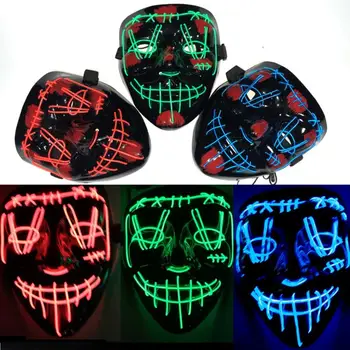 

Halloween LED Mask Purge Masks Election Mascara Costume DJ Party Light Up Masks Glow In Dark Mascara Horror Mask Glowing Masker