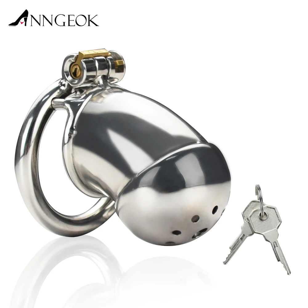 Male Stainless Steel Cock Cage ANNGEOK Penis Ring Chastity Device Sleeve Lock Adult Sex Toy for Men 40/45/45mm Male Stainless Steel Cock Cage ANNGEOK Penis Ring Chastity Device Sleeve Lock Adult Sex Toy for Men 40/45/45mm