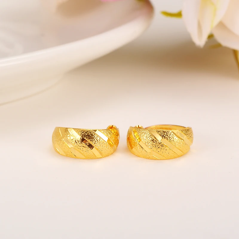 Золотые круглые серьги-кольца для женщин и мальчиков украшения из 24-каратного