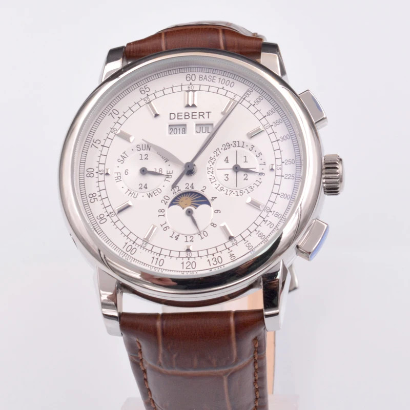 

DEBERT 42MM Stainless steel case white Dial Multifunction Automatic Watch Fashion casual men's watch Relogio Masculino .