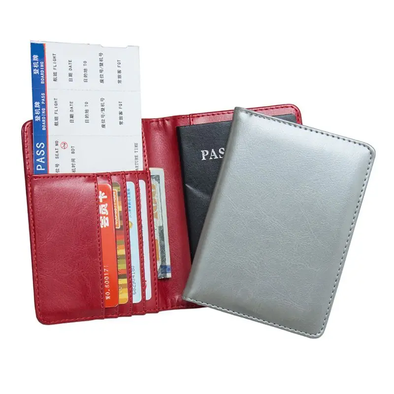 

RFID Blocking Leather Travel Passport Holder ID Case Credit Card Cover Protector for Women Men F42A
