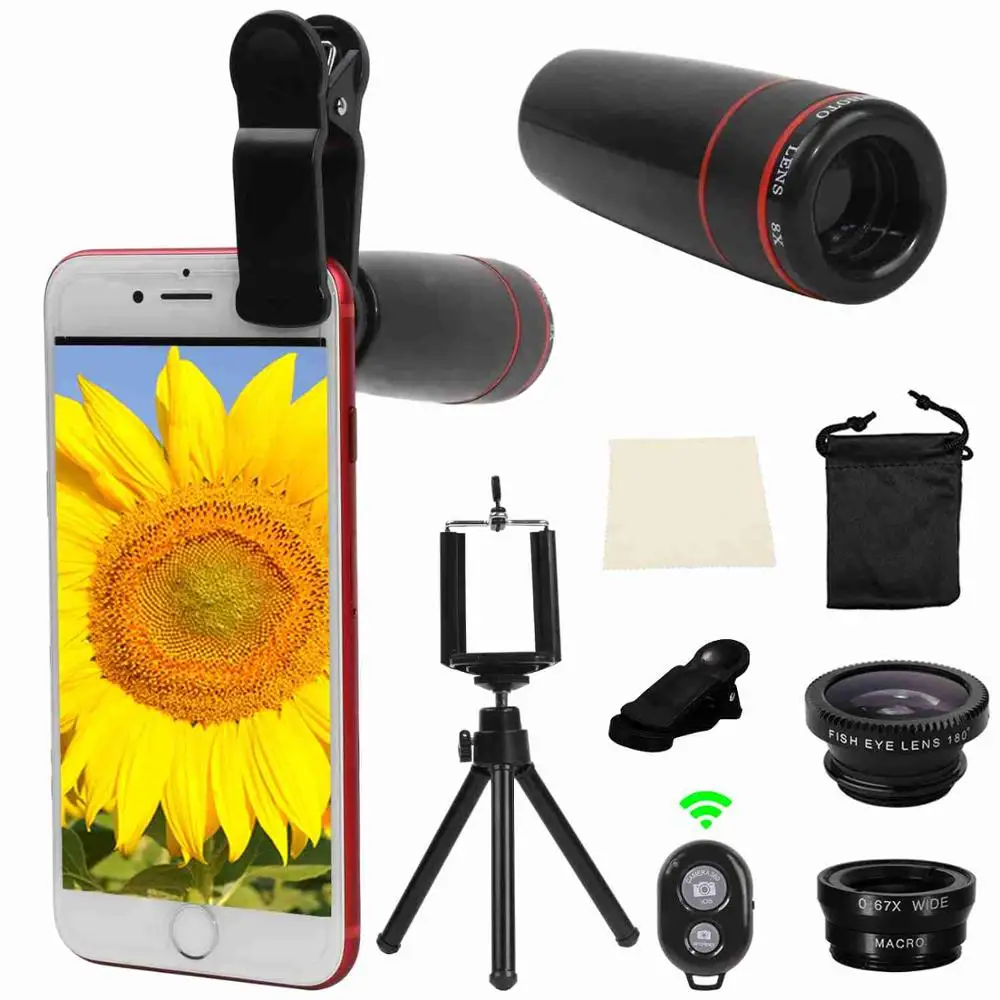 Orsda 10in1 Kit Lens of camera phone 8x Telephoto lens Fisheye lenses Wide macro and wide-angle for iPhone mini Tripod Self | Электроника