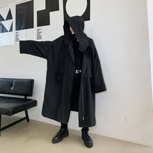 Зимнее Мужское пальто в стиле стимпанк, длинный Тренч оверсайз, классическое винтажное пальто, парка с капюшоном, платье для диджея, уличная верхняя одежда, Мон Эркек кабан абриго