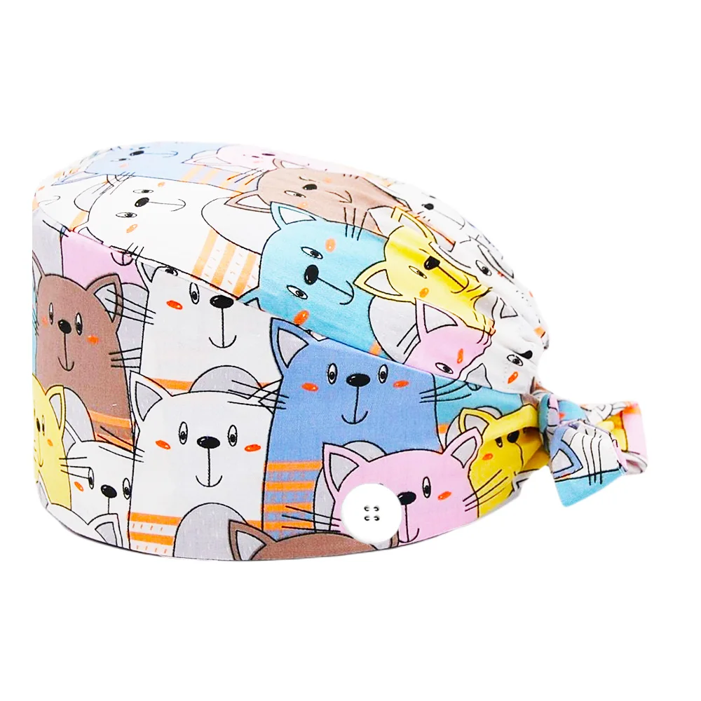 ski beanie Wholesale 100% Cotton Scrub Cap Letter Cat Printing Nursing Uniform Accessories Pet Shop Lab Chef Working Scrubs Hats Women Men best beanies Skullies & Beanies