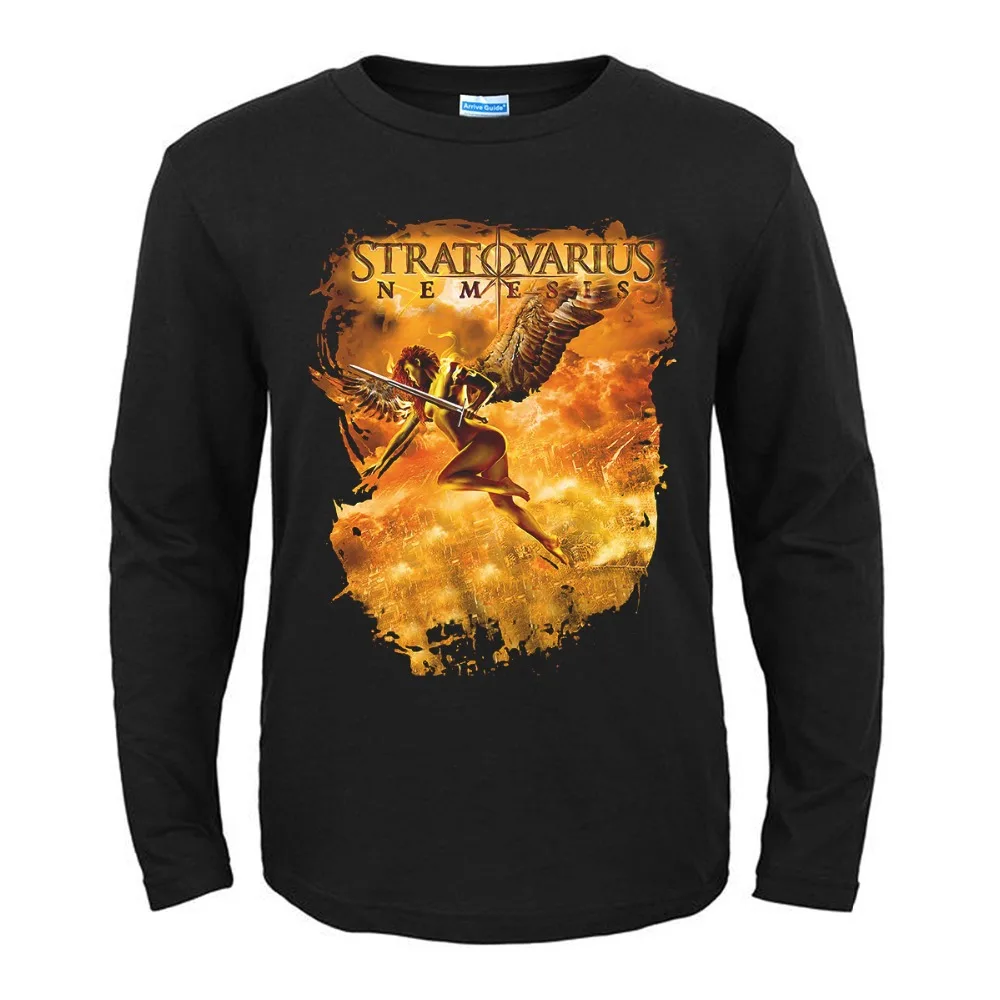 10 дизайнов Ангел финский Stratovarius группа панк готический рок для мужчин и женщин с длинными рукавами рубашка тяжелая металлическая футболка для фитнеса