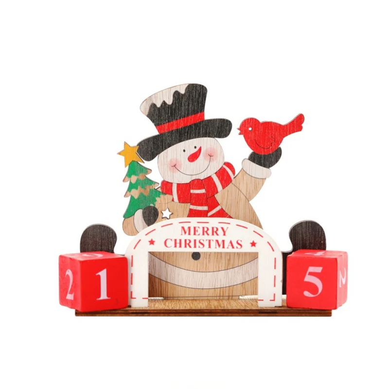 Деревянный Рождественский Адвент-календарь с окрашенными блоками обратного отсчета на Рождество праздник орнамент для украшения дома поставки - Цвет: B