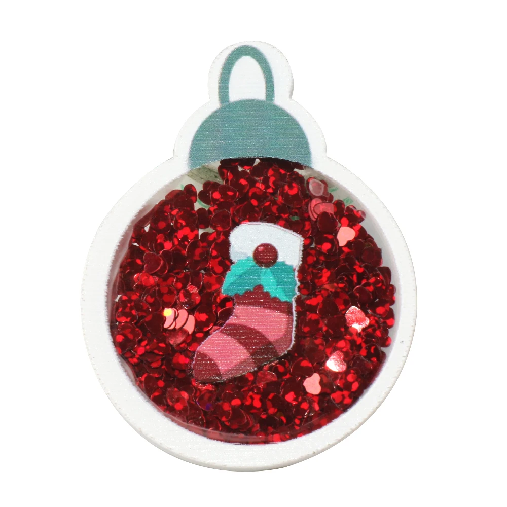 Merry Christmas 5 шт. Quicksand прозрачная пластиковая смола с красочные блестки DIY сделать заколки для волос аксессуары украшения, 5Yc7677
