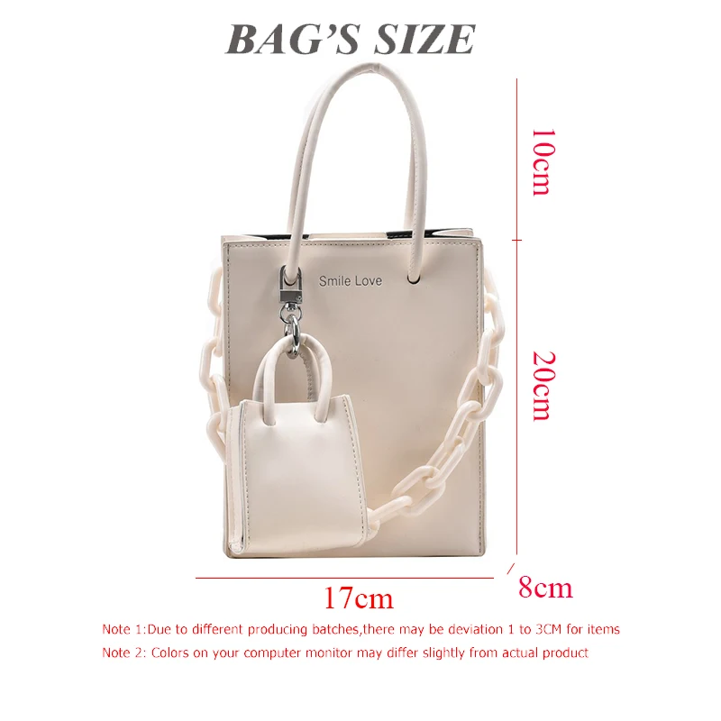 Fashion Acrylic Women 2Pcs Set Tote Bag High Quality Solid Leather Shoulder Bag Small Crossbody Bags Casual Designer Handbag