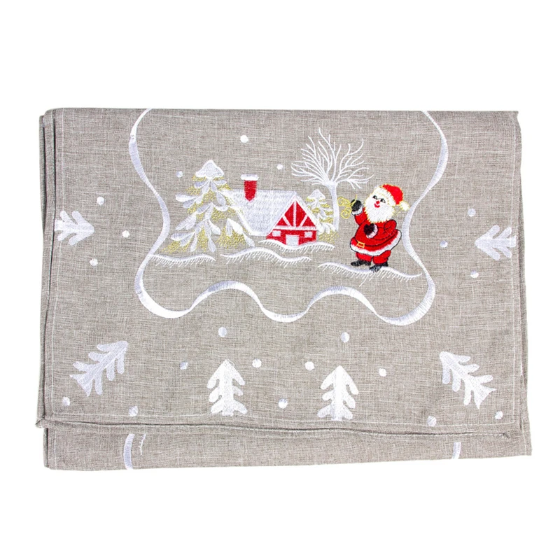 Рождественское украшение скатерти художественная вышивка Санта Клаус скатерть Nappe de noel