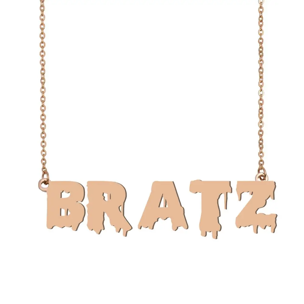 

Personalized Bratz Name Necklace, Custom Cool Bloody Art Name Necklace Stainless Steel Halloween Day Kids Boys Jewelry Gift