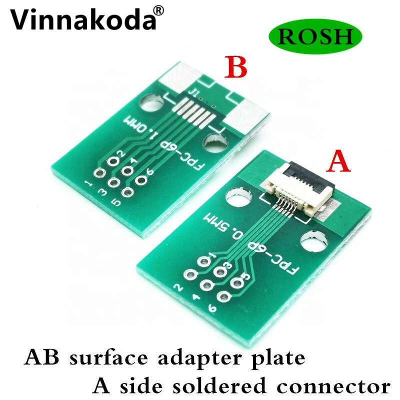FFC FPC Adapter Board 2PCS FFC/FPC adapter board 0.5MM-6P to 2.54MM welded 0.5MM-6P flip-top connector